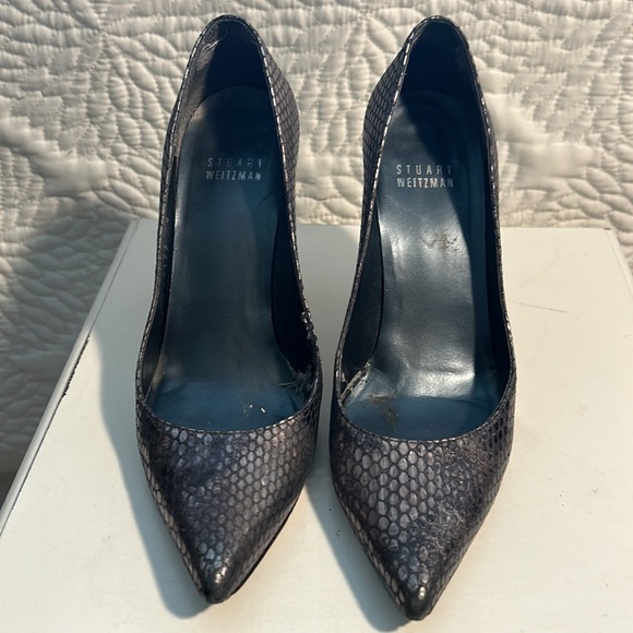 Stuart Weitzman Daisy "Sea Crystal Snake" Black, Leather Pumps, Size: Women's 6 - Picture 3 of 6
